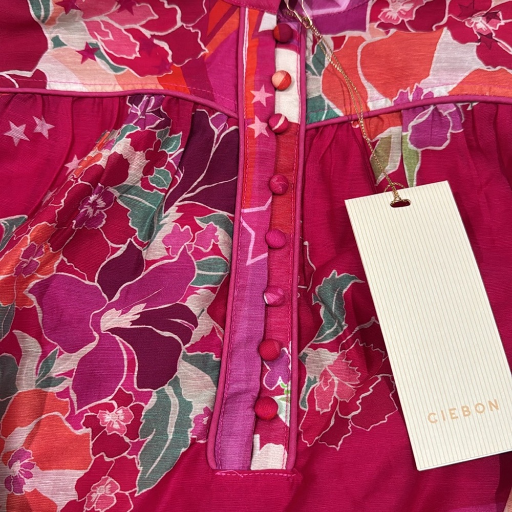 CIEBON Coordinating Fatimah Floral Print Mandarin Neck Long Sleeve Blouse - Picture 16 of 17
